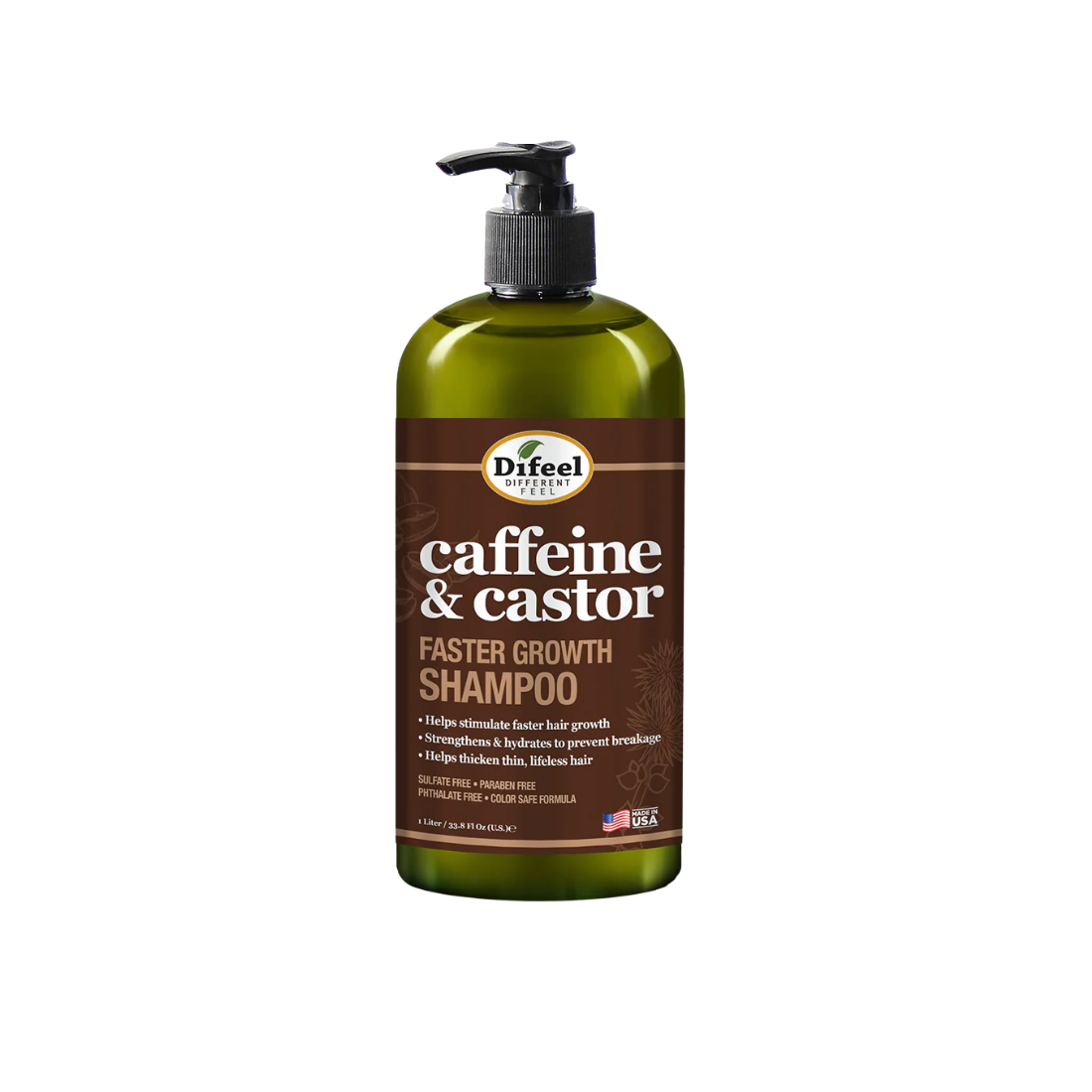 Difeel Caffeine & Castor Shampoo for Faster Hair Growth 33.8 oz.